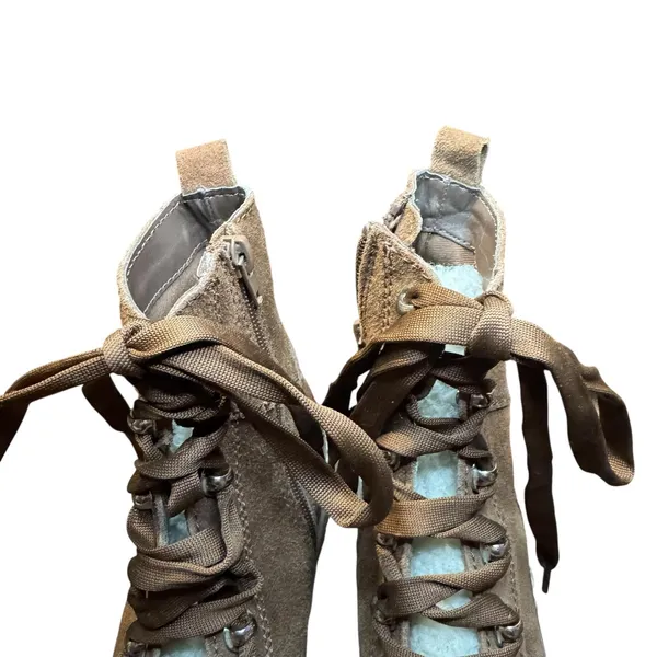 Steve Madden Boots Womens Size 7.5 Brown Leather Rainier Faux Fur‎ Ankle Lug - Image 3