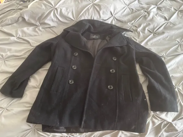 London Fog Black Double Breasted Peacoat Women’s Size L - Image 7