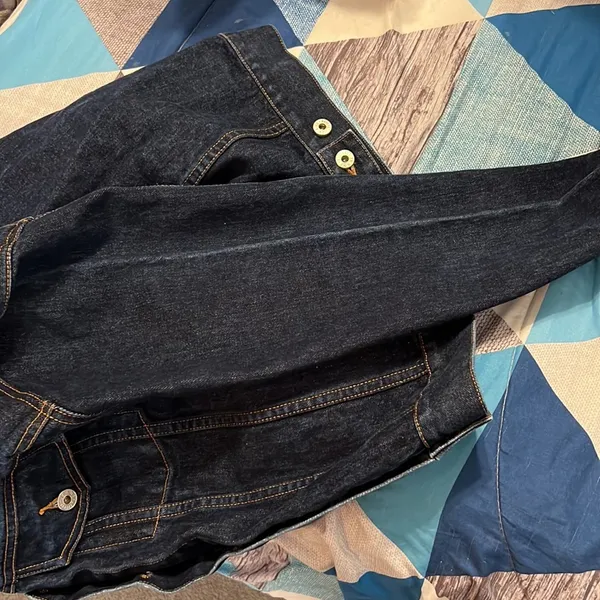 Vintage Denim Jean Jacket Dark Wash Size Large 100% cotton - Image 12