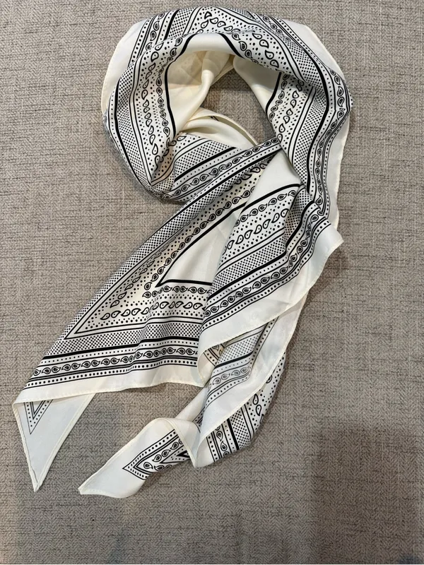 Women's Elegant Sun Protection Triangle Off-White Scarf - Image 3