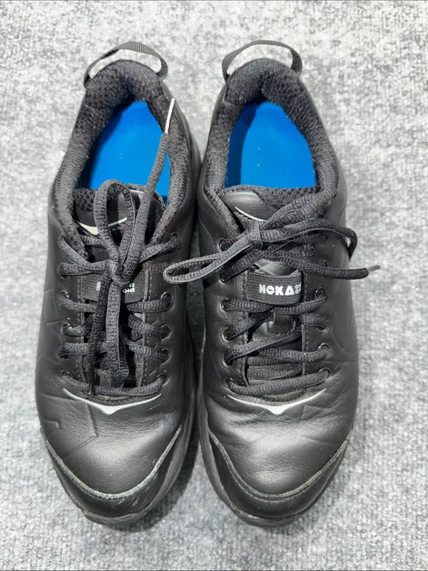 Hoka One One Black leather Walking Sneakers with Blue Lining - Image 7