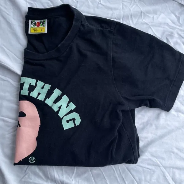 Vintage A Bathing Ape BAPE Logo Pink Green T-Shirt Women’s Size Small - Image 15