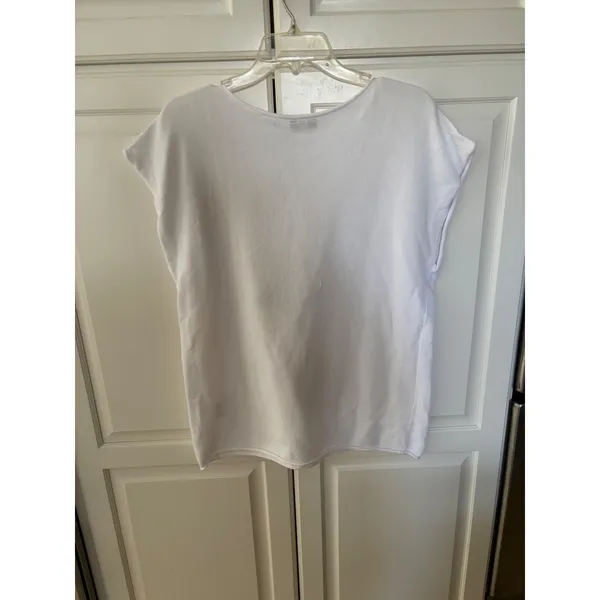 Orantique Naturally Australian White Organic Cotton Knit Cap Sleeve Top Large - Image 5