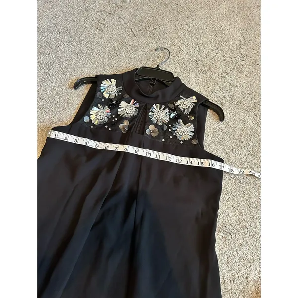 WOMEN'S MSK‎ BLACK, SLEEVELESS DRESS,FLORAL SILVER ACCENT RHINESTONES,Size Small - Image 8
