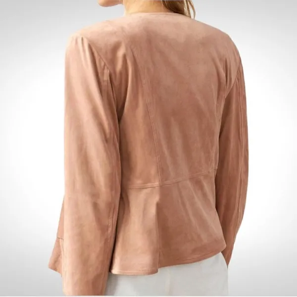 NWT Hutch Anthropologie Open Front Waterfall Jacket Vegan Suede Pink Size M - Image 2