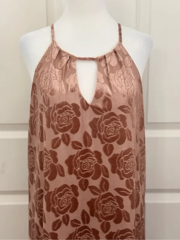 Candie’s Velvet Rose Mini Dress XL Blush Pink Burnout Floral Party Cocktail - Image 3