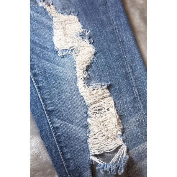 Judy Blue Womens Size 7/28 Skinny Distressed Jeans Bleach Splatter Ripped Denim - Image 8