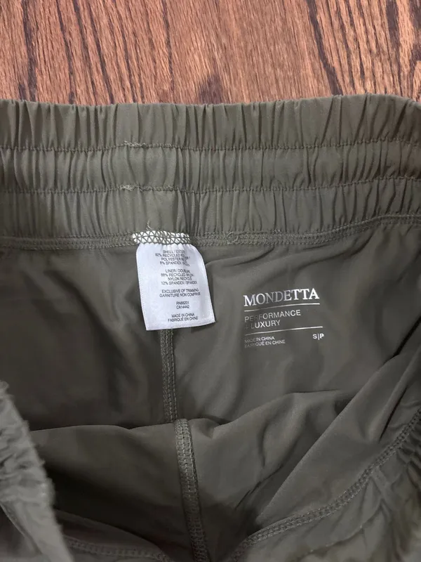 Olive green athletic shorts with spandex - Image 2