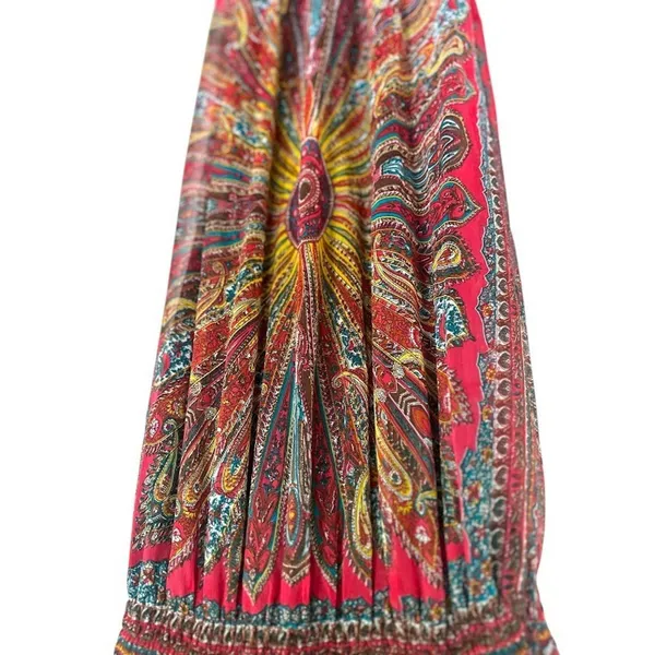 She’s Cool Maxi Y2K Sundress Pink‎ Paisley Size XL Babydoll Beachy Resort Boho - Image 4