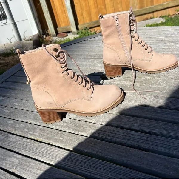 Seychelles Lace‎ Up Irresistible Leather Combat Boot Pink Nubuck 10 - Image 6