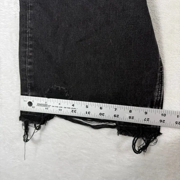 Vervet Olivia Wide Leg Jeans Washed Black High Rise Distressed Raw Hem Size 25 - Image 5