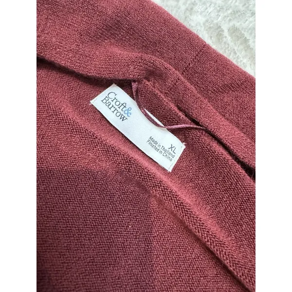 Croft & Barrow Cardigan Size Medium The Extra Soft Closureless Red Silk Women's - Image 8