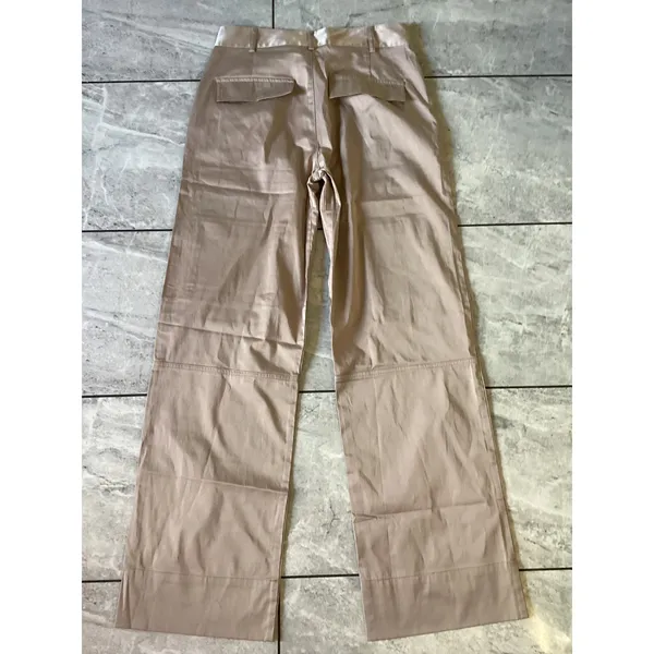 ZARA Wide Leg NWOT Cargo Pants Beige Satin Utility Pockets Women Size XS - Image 4