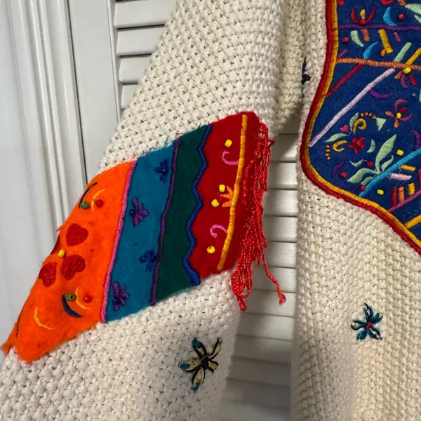 Elana Carello Vintage Knit cardigan sweater ugly winter sweater Christmas M - Image 5