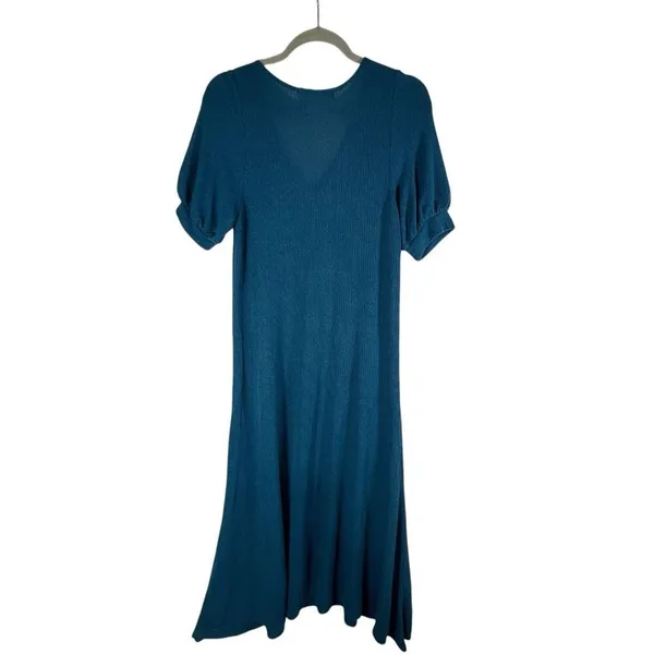 Free People‎ Beach Dress Womens Small Blue Maxi Puff Sleeve Cottage Prairie Boho - Image 4