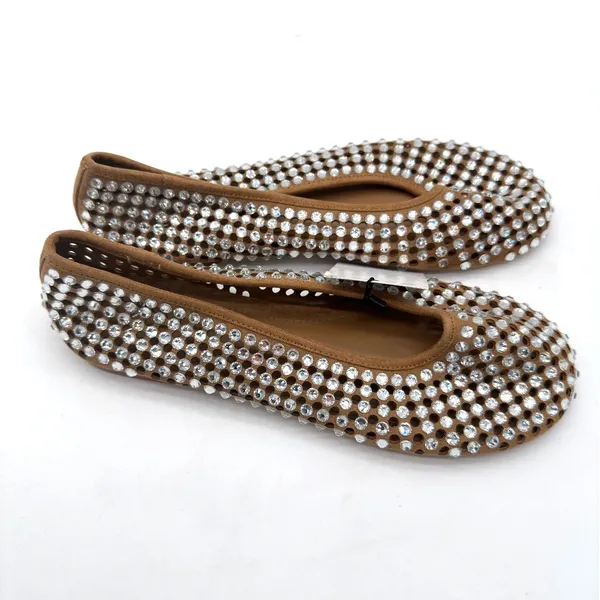 MNG Mango Glam Rhinestone Die Cut Ballet Casual Cream Elegant Flats EU 40 US 9 - Image 3