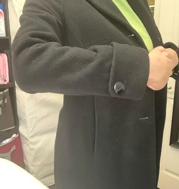 Black midi wool coat warm jacket - Image 4