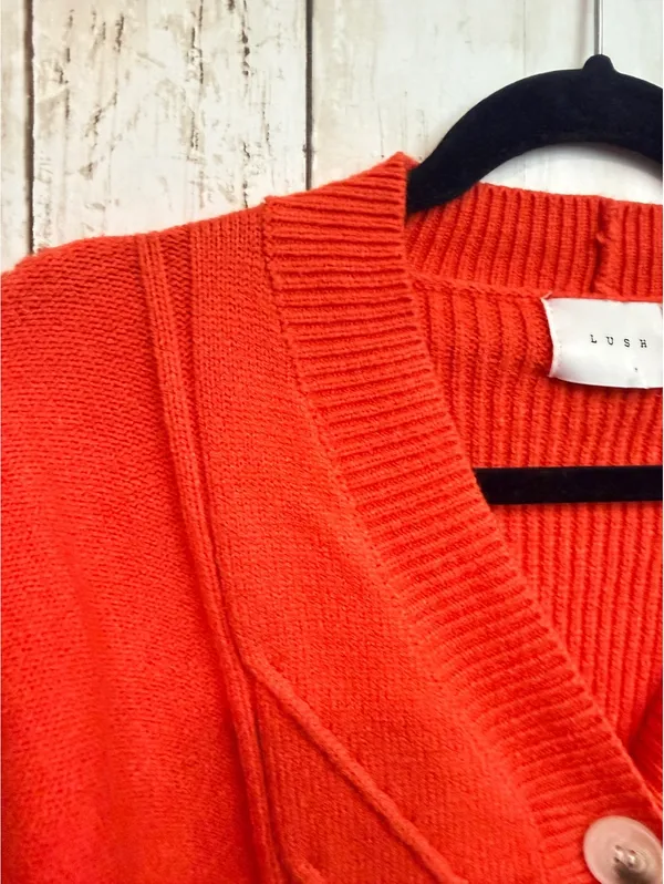 LUSH Women’s Small Colorblock Cable Knit Cropped Cardigan - Image 11