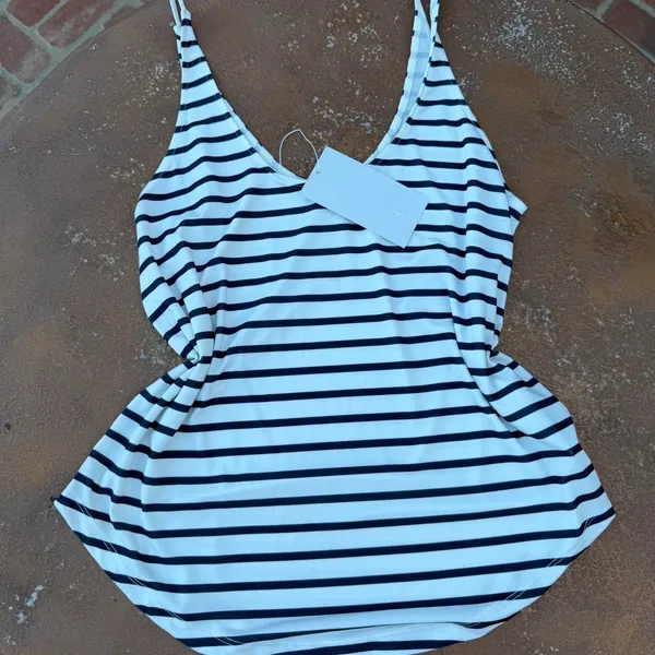 NWT Zara white + navy striped tank top Size M #summer #basics #beach - Image 4