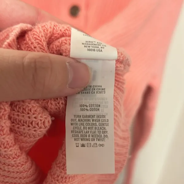 Aerie Barbie Pink Oversized 100% Cotton Button Up Sweater Loungewear Size S - Image 4