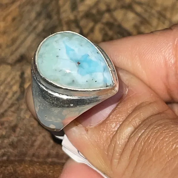 Caribbean Larimar Ring Size 8 3/4 Blue - Image 3
