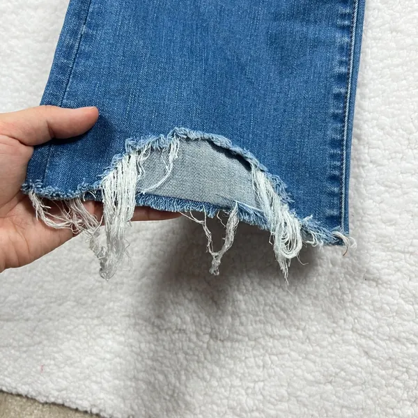 Madewell Womens Cali Demi Boot Jeans Distressed Raw Hem Button Fly Size 26 - Image 6