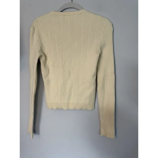 REFORMATION Natalie Cable Stich Cardigan Sweater In Lemon Icing XS NEW READ - Image 15