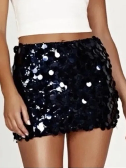 EUC MESHKI Sequined Mini Skirt Midnight Blue Size Small - Image 2