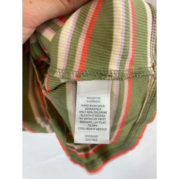 NWT ABOUND Stripe Rib Knit Crop Tank In Green Melissa Stripe size xl - Image 4