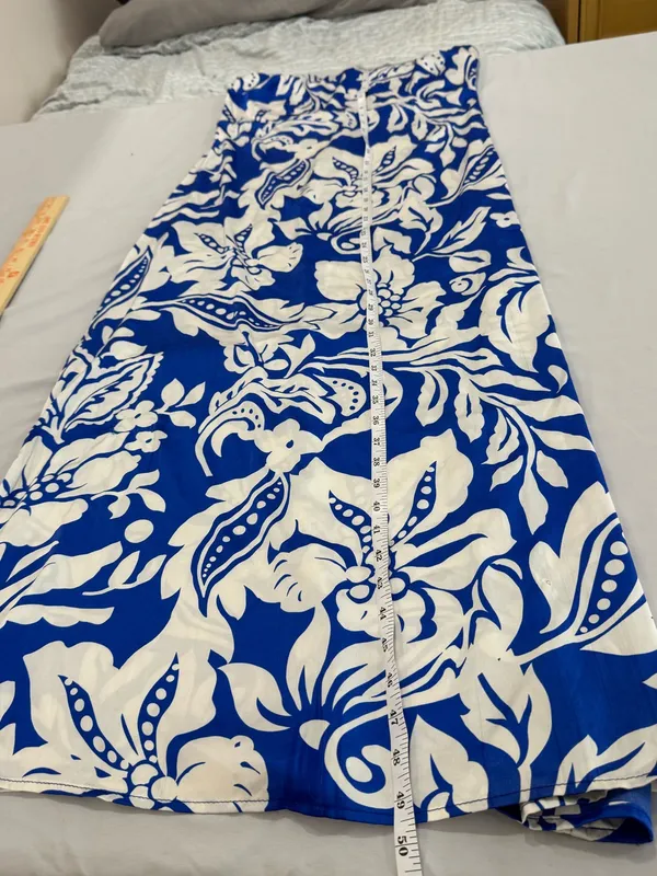 Anthropologie Paper Heart Strapless Blue Floral Maxi Dress Large - Image 5