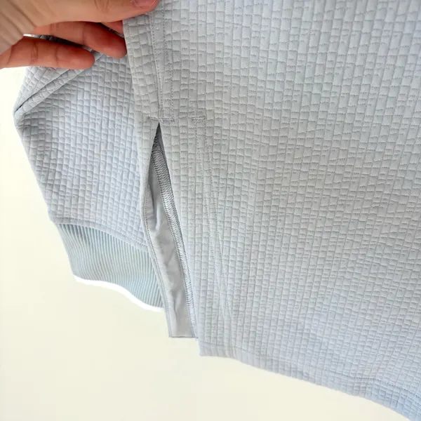 Lululemon Textured Long-Sleeve Polo Shirt Starch Blue White Athleisure Preppy - Image 12