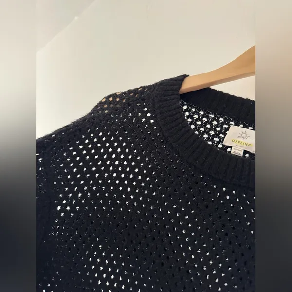 Aerie Black Offline‎ Black Open Knit Sweater - Image 3