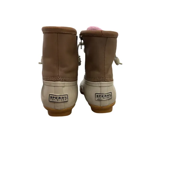 Sperry Duck Boots Tan Pink Lined Waterproof Ankle Rain Boots Size Women's 6 - Image 3