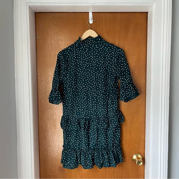 •Polka dot ruffled tunic• Size L Green Size L - Image 6