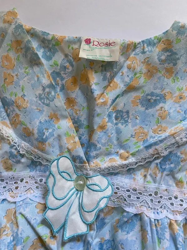Rosie Size L Button Down Nightgown Blue Size L - Image 4