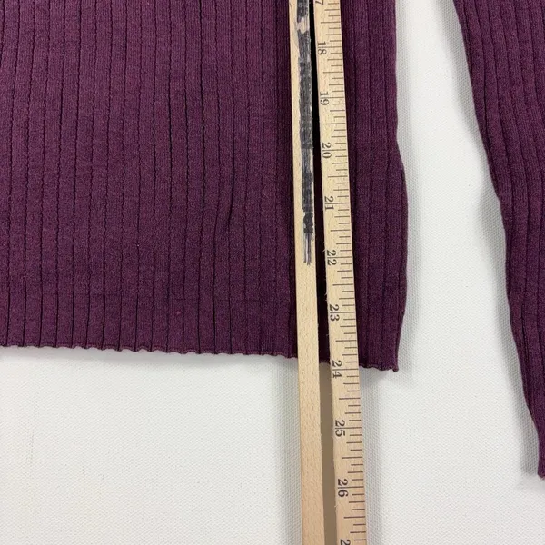 J McLaughlin Sweater Womens L Purple Turtleneck Tight-Knit Button Cuff Pullover - Image 3