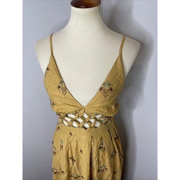 New Farm Rio Coconut Tree Tapestry Macrame Yoke‎ Maxi Dress XS - Image 6