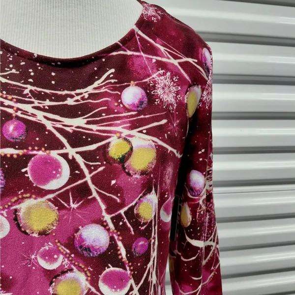 Tacera Dress Size Medium Burgundy Artsy Festive Winter Holiday Party Christmas - Image 12