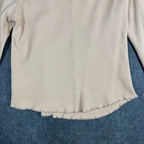 We The Free Free People Tan Waffle Knit Thermal‎ Long Sleeve Lettuce Hem Top M - Image 10