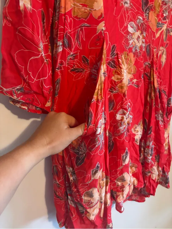 Free People Pink Red Floral Eyes On Your Floral Trapeze Dress w Pockets - Image 8