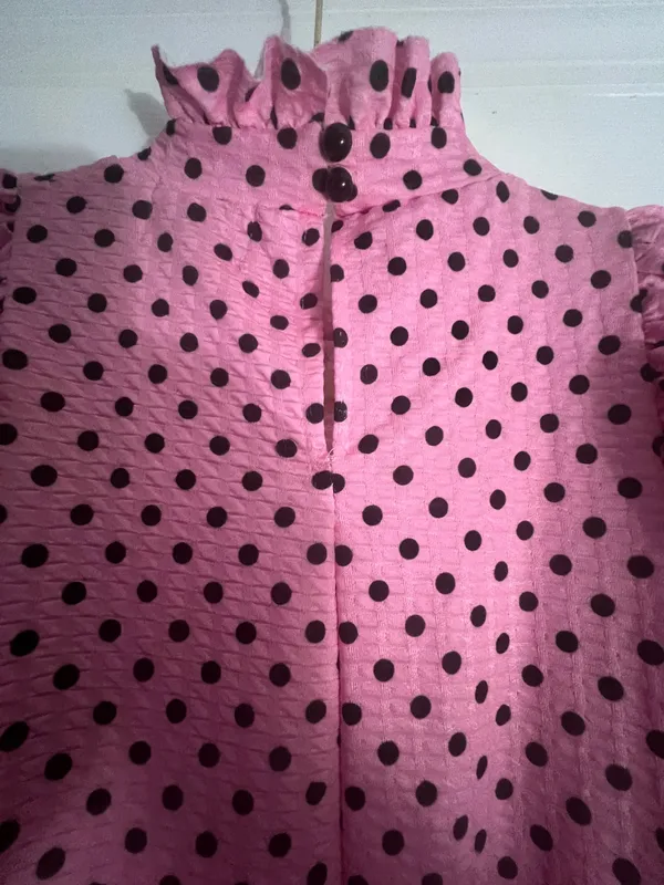 ASOS Pink Polka Dot Puff Sleeve Mini Dress US 2 - Image 4