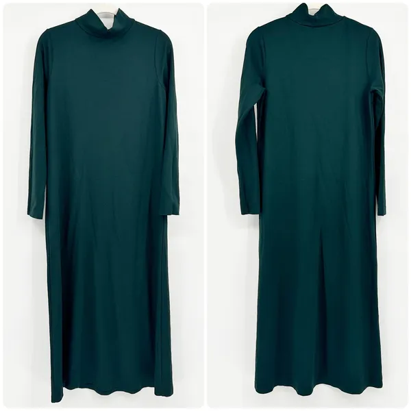 Bryn Walker Womens Dark Green Modal Blend Lagenlook‎ Mock Neck Maxi Dress Size S - Image 2