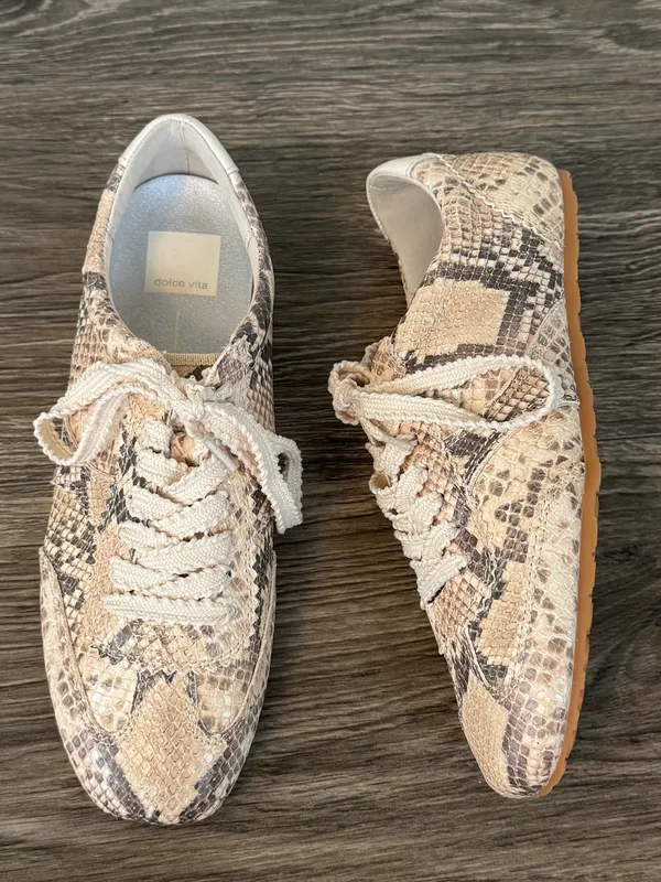 Dolce Vita Snakeskin Print Lace-Up Sneakers Size 7.5 - Image 3