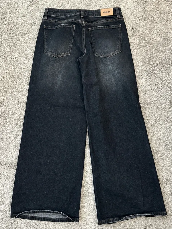 RSQ Low Rise Baggy Wide Leg Jeans In Washed BLACK Sz. 27 - Image 5