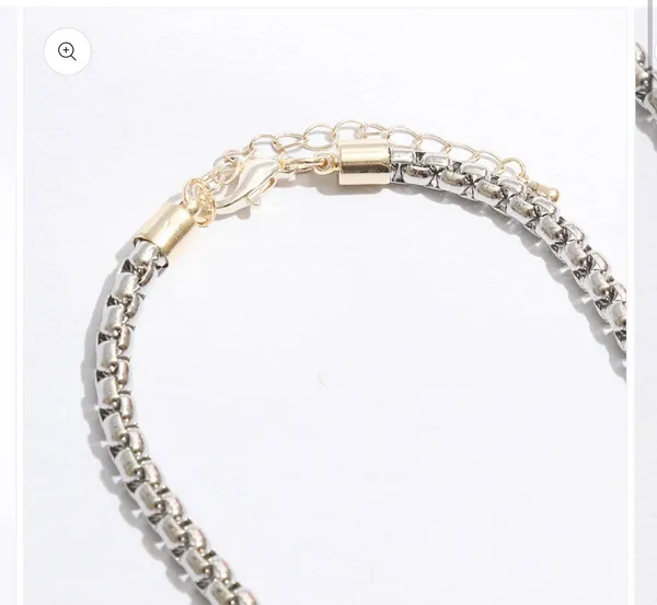 Multicolored Cylinder Charm Chain Necklace Silver - Image 4