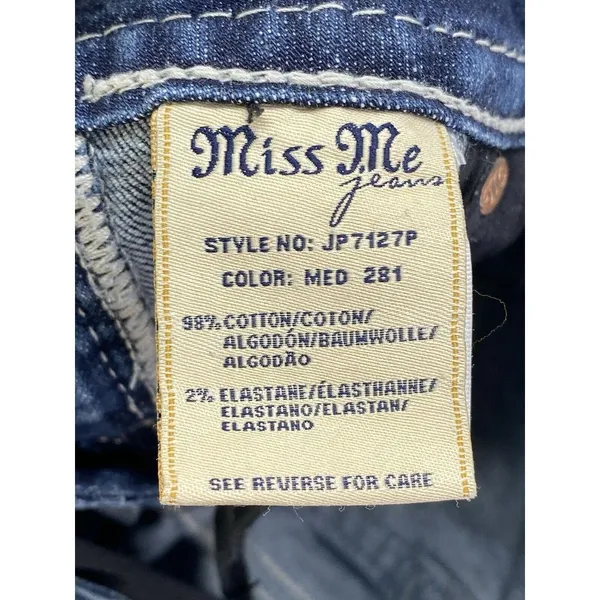 Miss Me Jeans Womens Sz 25 cuffed‎ capri Denim Embellished Fleur de lis Pockets - Image 9
