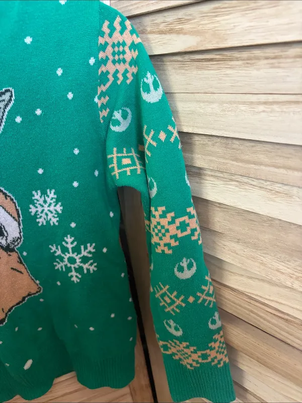 Disney Green Knit Holiday Sweater Medium - Image 3
