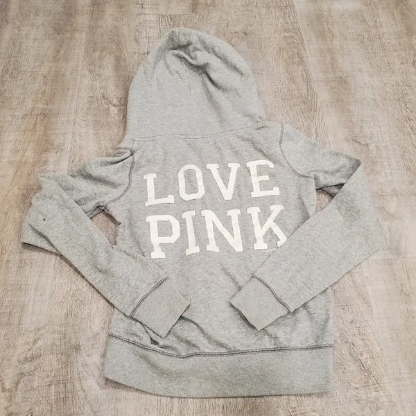 Victoria's Secret PINK Gray Full Zip Sweatshirt Size XS - Image 2