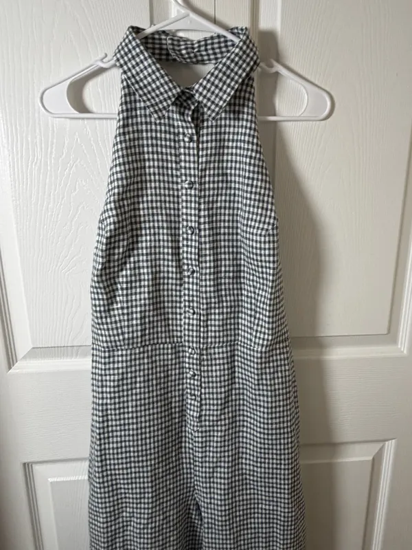 Reformation Ryan Linen Jumpsuit Sz 8 Gingham Causal Spring/Summer Halter Neck S - Image 6