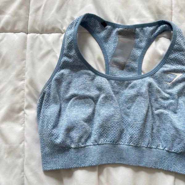 Gymshark Vital Seamless Sports‎ Bra Light Blue Racerback Activewear Gym Training - Image 4